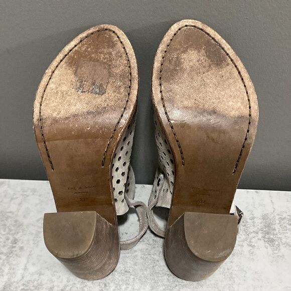 Rag & Bone Wyatt Taupe Perforated Open Toe Booties Size 39 US 9 - Picture 16 of 16